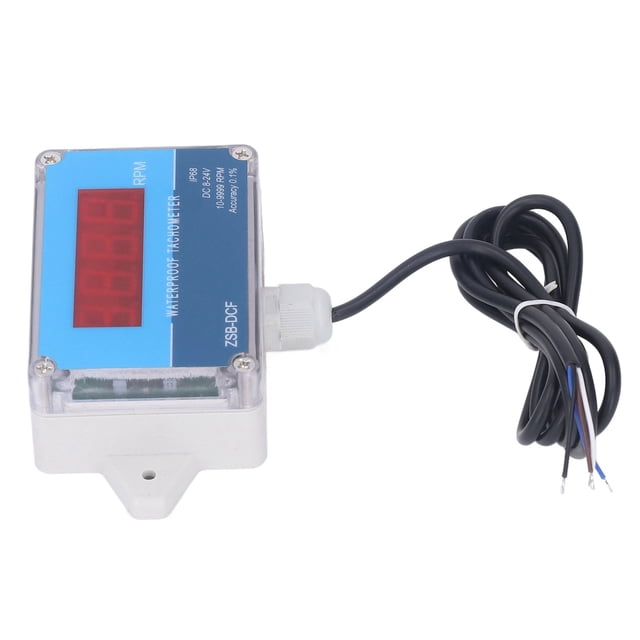 Motor Speed Meter, IP68 Waterproof Red LED 10-9999RPM Engine Tachometer Digital Display for Machine