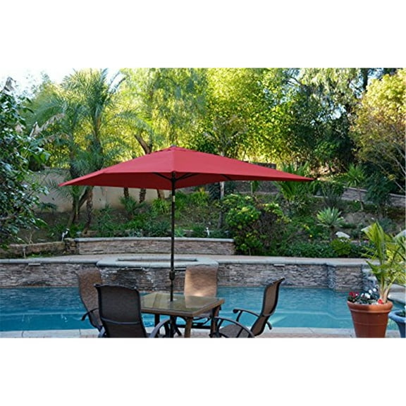 Jeco Aluminum Patio Market Umbrella Tilt w/ Crank- Black Pole-Color:Burgundy,Size:6.5' X 10'