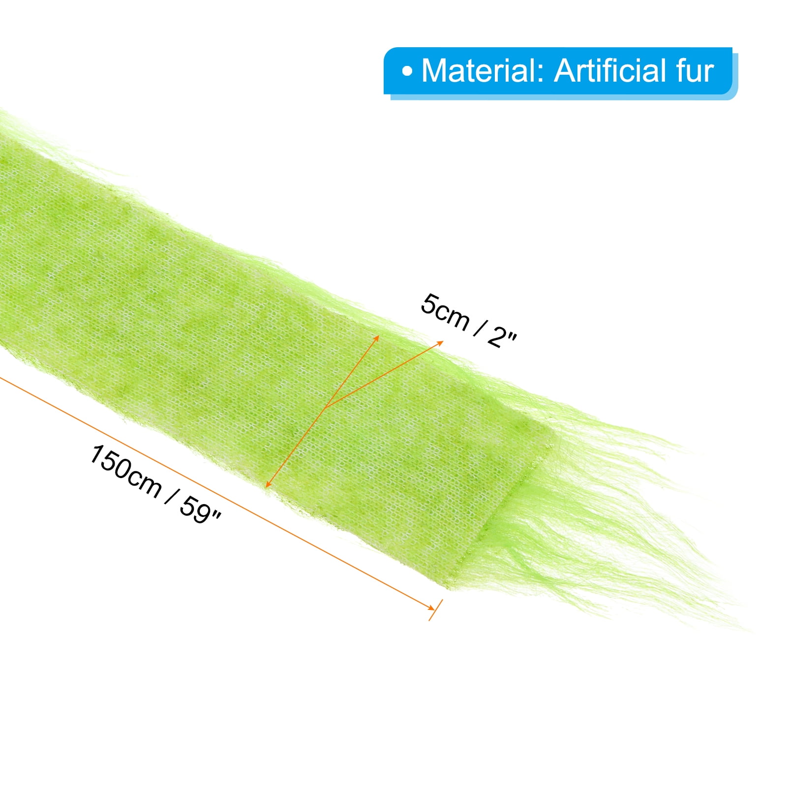 Uxcell Plush Faux Fur Fabric Precut Strips, 59" x 2" Fluffy Faux Fur Ribbon, Green 4Pack