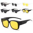 thumbnail image 4 of for Driving Riding That Can Be Worn over Other Glasses Polarized Fit Over Glasses Sunglasses Square Shades Wrap Around Night Vision Clear, 4 of 6