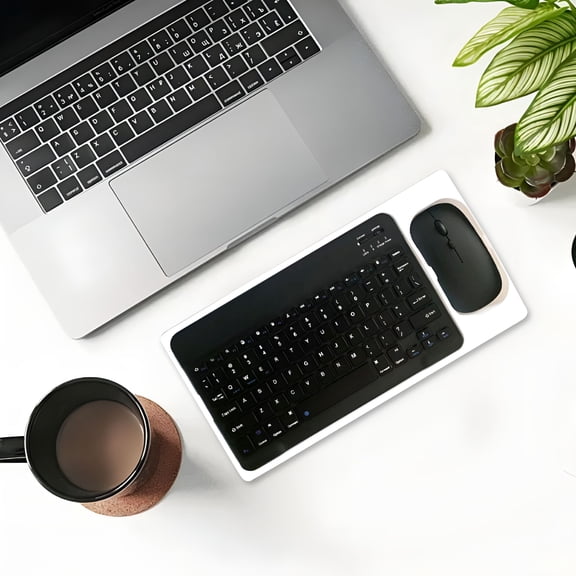 GJX Keyboard and Mouse Wireless Combo 2.4GHz,Compact Cordless Computer Keyboard and Mouse Set,Silent Wireless Keyboard and Mouse,Lag-Free for Computer,Laptop