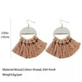 thumbnail image 5 of Boho Geometric Wood Round Macrame Fringe Tassel Statement Bohemia Women Earrings, 5 of 9