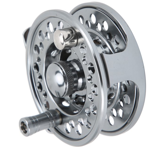 Moulinet à Mouches en Alliage d'Aluminium, Moulinet à Mouches de Pêche 3/4 Système de Frein Central Design Structure Ratio d'Engrenage 1:1 Sortie Roulante CNC avec Sac de Rangement pour la Pêche