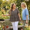 thumbnail image 3 of Agnes Orinda Women's Plus Size Top Boho Floral V Neck Ruffle Sleeves Tiered Babydoll Blouses 2X Black Beige, 3 of 8