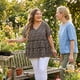 thumbnail image 3 of Blusa de mujer plus size Agnes Orinda, estilo boho, con flores, escote en V, mangas con volantes, blusas tipo babydoll en capas, 2X, negro y beige, 3 of 8