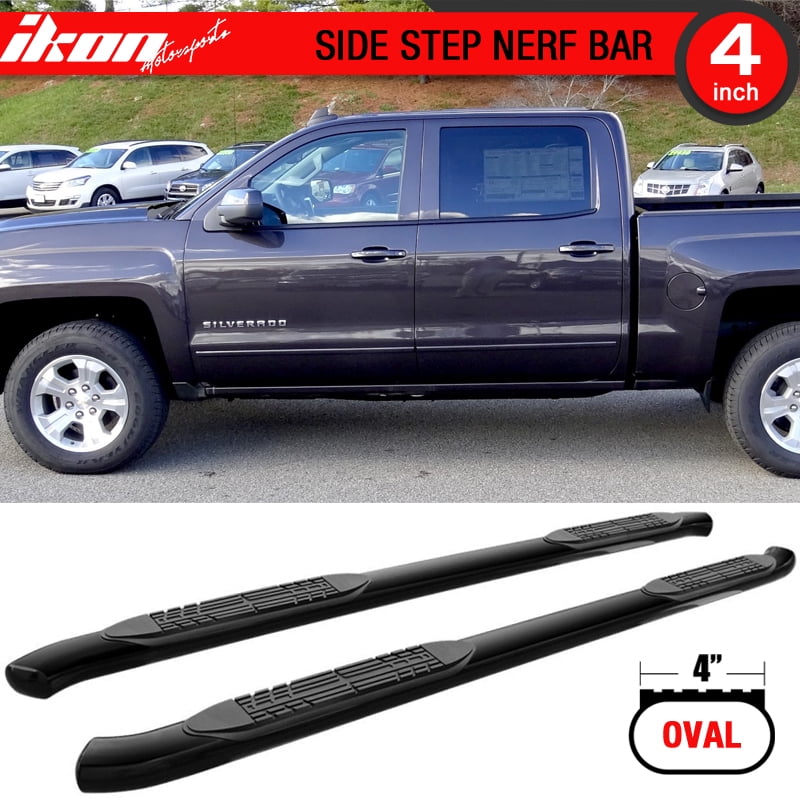 Fit 07-18 Chevy Silverado 1500 Crew Cab 4/" Oval Side Step Nerf Bar Running Board