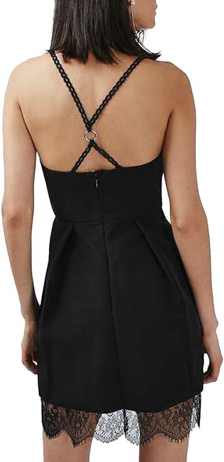 Topshop Lace Trim Minidress, 6 Black - Walmart.com