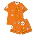 thumbnail image 5 of Tfken Halloween Girls Pajamas Outfit Set Pumpkin Graphic Short Sleeve Shirts With Shorts Set Sleepwear Casual Homewear Loungewear Festival Toddler Classic Pjs Clothes Size 9-10 Years, 5 of 5