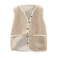 thumbnail image 3 of Juebong Sherpa Vest Women Fleece Fuzzy Button Down Sleeveless Crop Jacket Winter Comfy Plus Size Coat Outerwear with Pockets White,S, 3 of 6