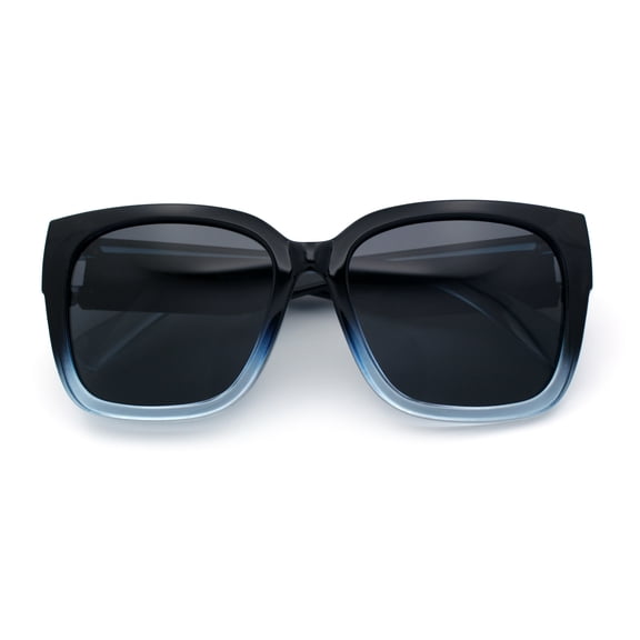 Polarized Oversized High Temple Horn Rim Fit Over Fashion Sunglasses Black Blue - Black