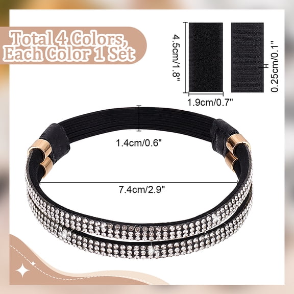 1 box 4 Bags 4 colors Elastic Polyester Shoelace Bands Rhinestone High Heels Shoe Straps Anti-Loose Shoelaces for High-Heeled Shoes Mixed color 19x14~45x2.5mm 1 bag/color