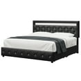 Homfa King LED Bed Frame with 4 Storage Drawer, Upholstered Platform