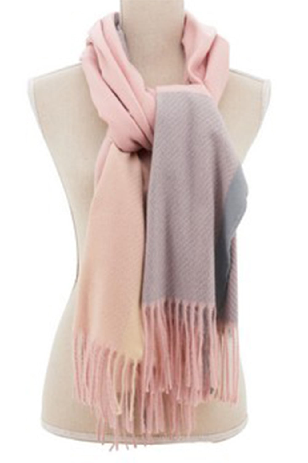 Cozy Oversized Big Winter Accessory Wool Wrap Pink Gradient Shawl Women\u2019s Hand Knitted Scarf