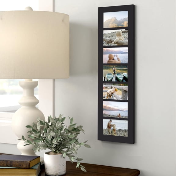 7 Openings Black Collage Wooden Photo Frame