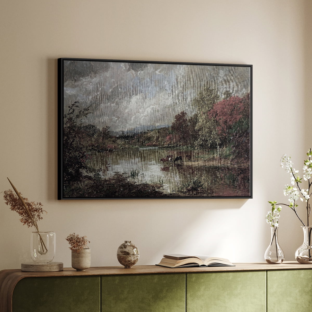 Vintage Landscape-XXIII By Wexford Home Framed in Black Wood Gallery Wrapped Canvas 17 in. x 25 in.