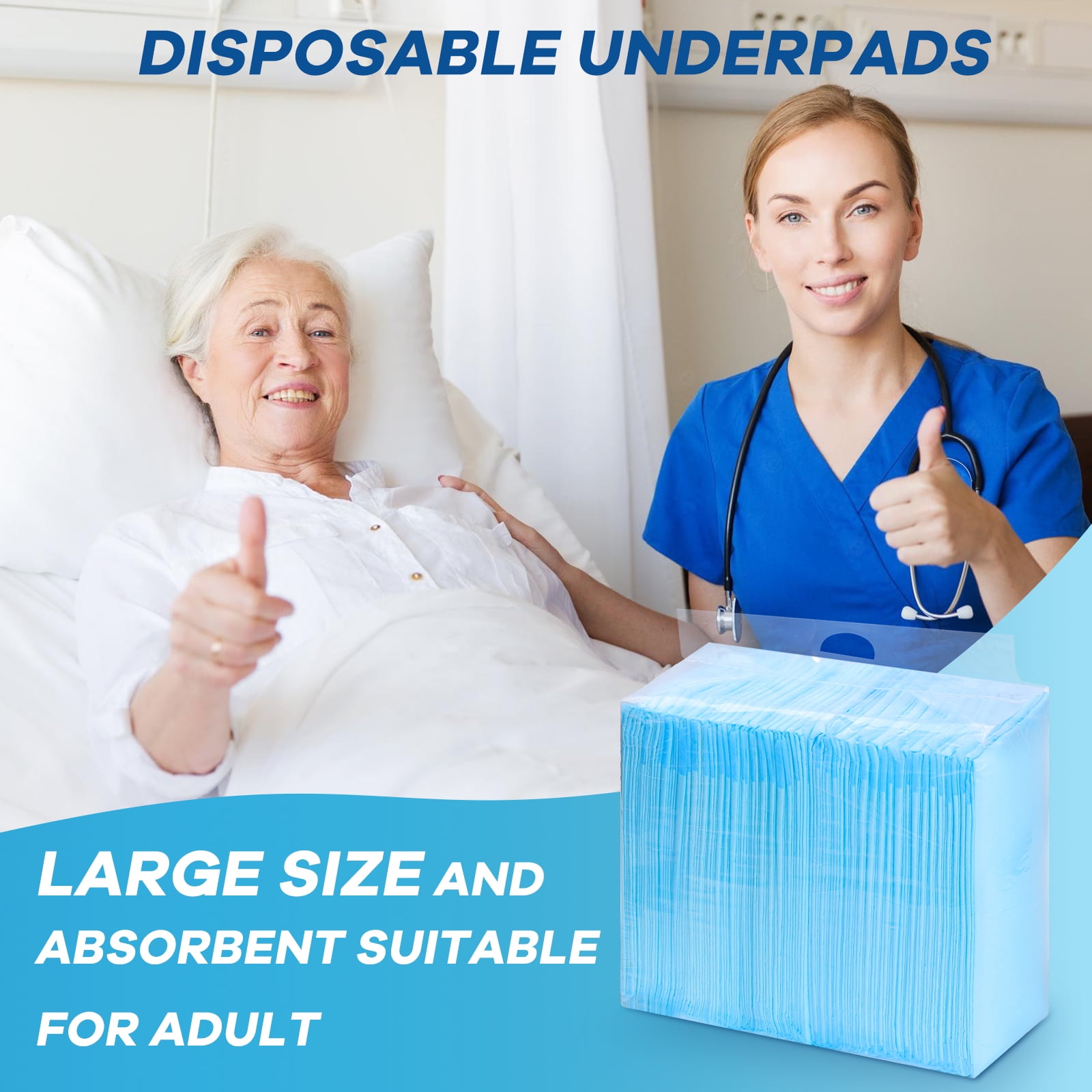 Buyockss Disposable Underpads 40 Count Heavy Absorbency 24 x 36 in Quilted Incontinence Bed Pads
