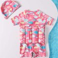 thumbnail image 4 of Summer Savings Clearance! Edvintorg Toddler Girls Buoyancy Swimsuit Small Fish Print Short Sleeve Front Zipper Swimsuit With Hat One-piece Bathing Suit Summer Swimwear For 6M -4Y, 4 of 6