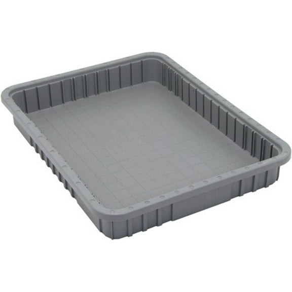 Quantum Storage Systems Dividable Grid Container, 22-1by2"L x 17-1by2"W x 3"H - Gray, 6 Pack