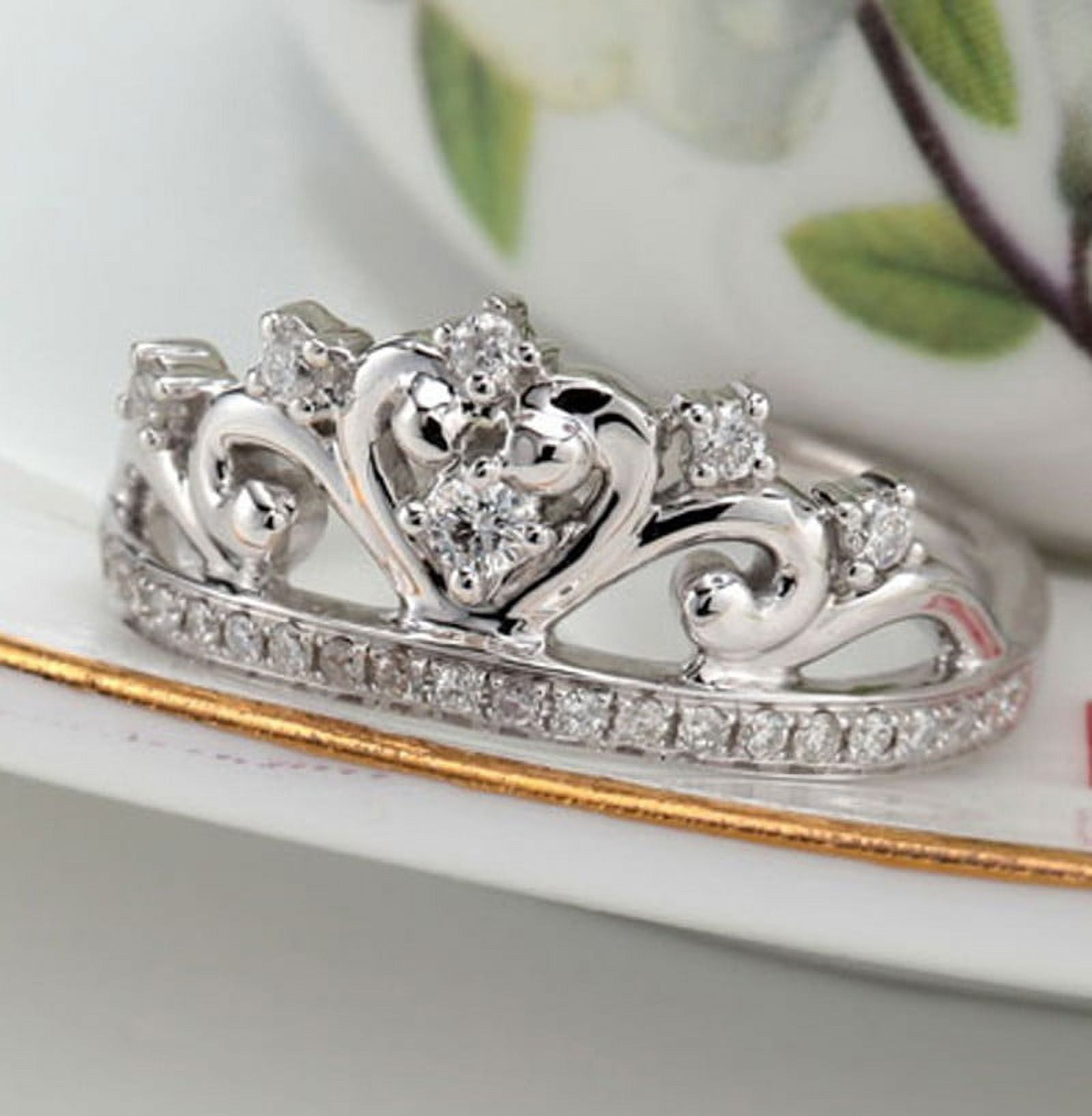Unique Princess Crown Half Carat Diamond Engagement Ring in White