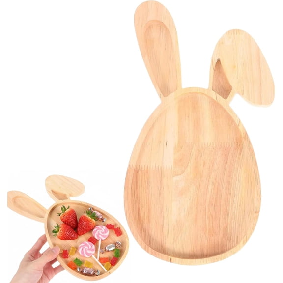 CoreLiving Easter Wooden Serving Platters Bunny and Egg Shape Charcuterie Boards Spring Wood Trays Decorative Wooden Snack Cheese Dish Plates for Spring Holiday Housewarming Presents