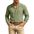 thumbnail image 3 of Vetsdori Mens Linen Shirts Long Sleeve Winter Work Button Up Pocket Casual Plain T-Shirts for Men Travel, 3 of 9