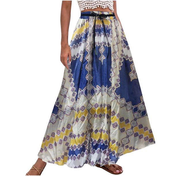 Faldas de cintura elástica con volantes fruncidos informales con estampado de vendaje para mujer a la moda Wmkox8yi FGJ2103