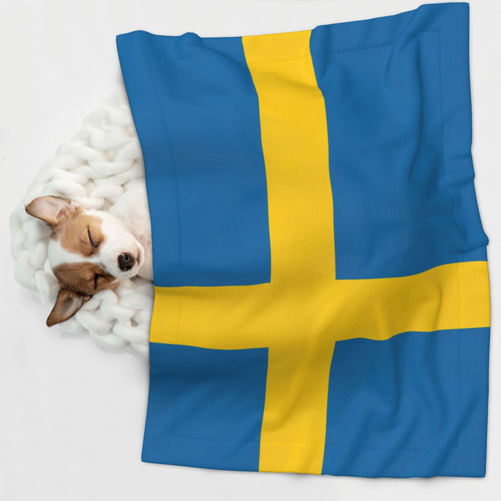 Flannel Throw Dog Blanket Swedish Flag Soft Warm Print Pet Blankets for Small Dog Cat Puppy