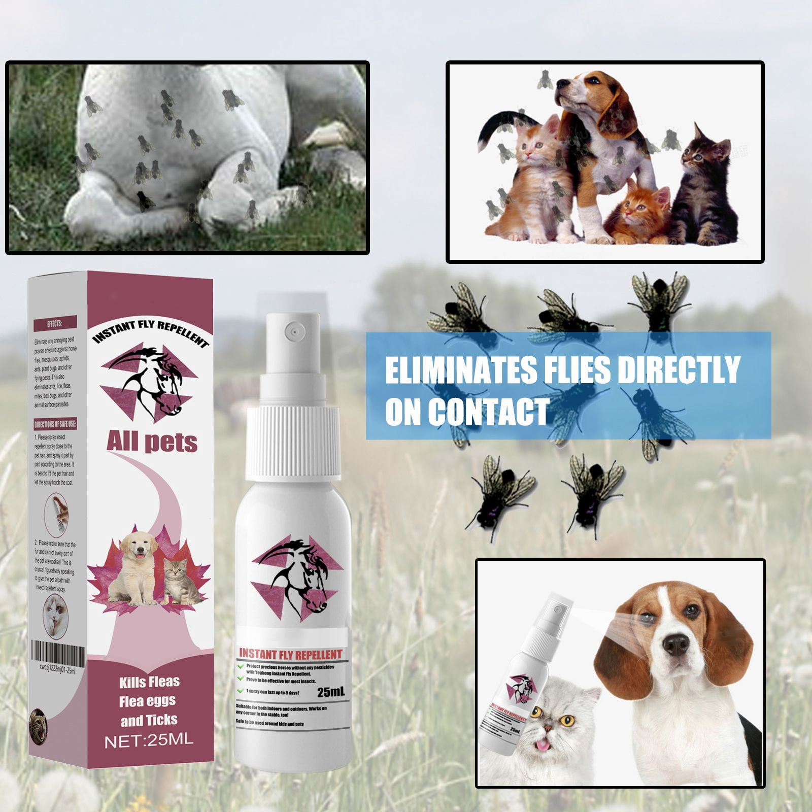 Alvantor Flea and Tick Spray for Pets, Indoor Outdoor Pest Repellent, 0.85 fl oz