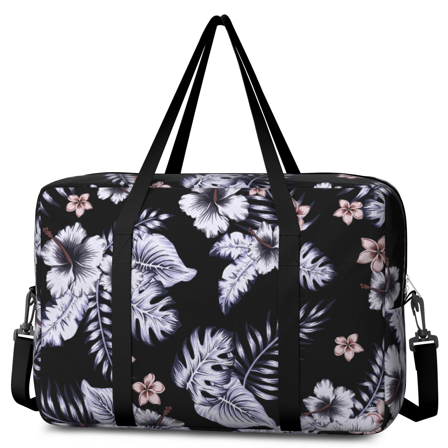 For Spirit Airlines Personal Item Bag 18x14x8 Inch, Floral Weekender Travel Bag, Foldable Travel Duffel Bag Underseat Carry on Bag with Luggage Sleeve for Women and Men 30L