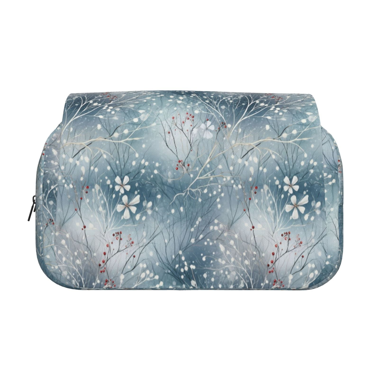 Rateoe enchanted winter snowflake holly Pattern Double Clamshell Pen Case, Storage Organizer with Two Zipper Compartments– Holds Up to 50 Pencils & Pens