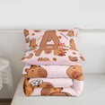 thumbnail image 5 of Erosebridal Kawaii Capybara Letter Monogrammed A Twin Comforter Sets 3-Piece For Boys Girls,Cute Food Fruit Food Animal Bedding Set For Kids,Pink Reversible, 5 of 7