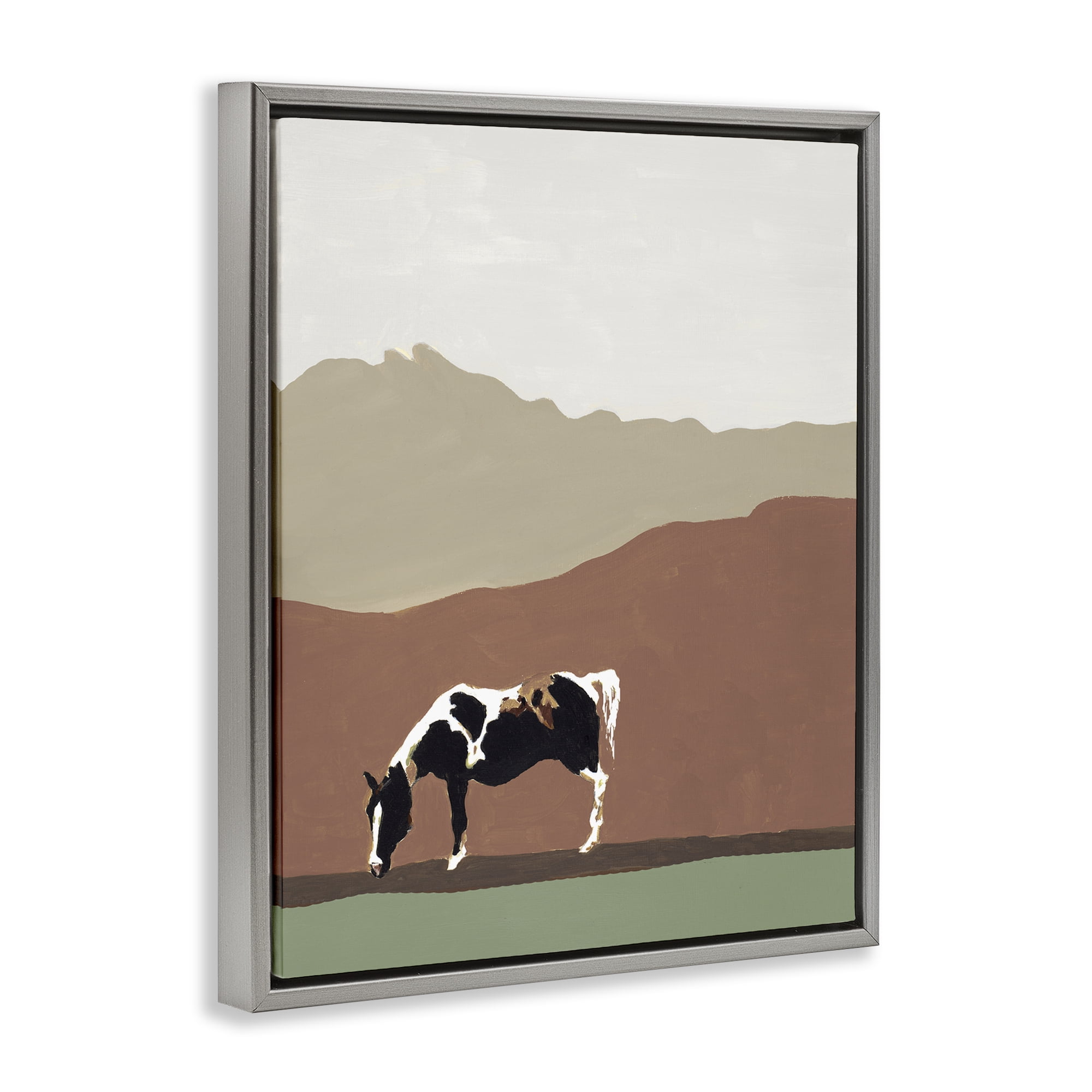 Stupell Industries Modern Mountains Horse Gray Framed Floater Canvas Wall Art, design by Patricia Pinto