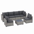 thumbnail image 4 of Howcool 7-Piece All-Weather Wicker Rattan Outdoor Patio Furniture Set,Modular Patio Conversation Furniture Set with Thick Cushions & Tempered Glass Table, 4 of 9