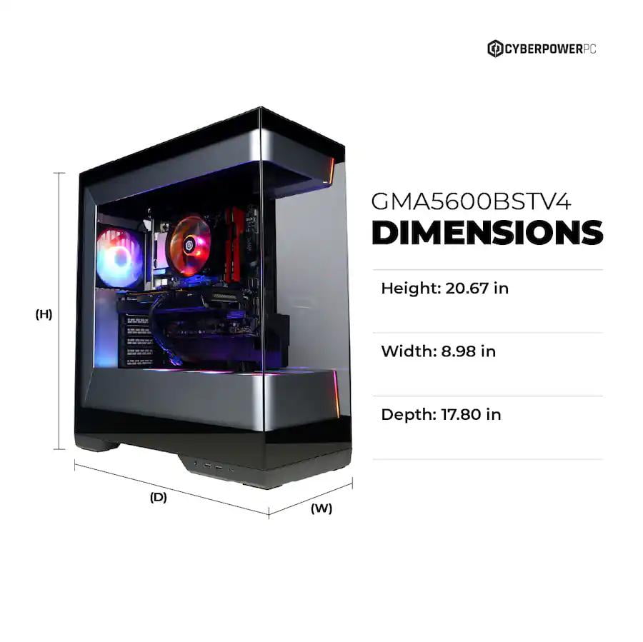 CyberPowerPC - Gaming Desktop - AMD Ryzen 5 5500 - AMD Radeon RX 6500 XT 4GB - 16GB Memory - 1TB PCIe 4.0 SSD - Black