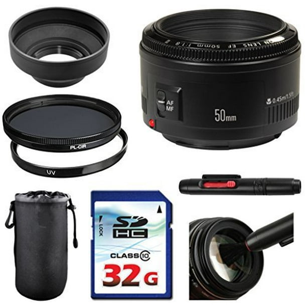 Canon EF 50mm f/1.8 II Lens Bundle + UV Filter + Polarizer Filter + 2