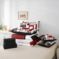thumbnail image 3 of Erosebridal Red Black White Grey Bedding Set Twin Teen,Geometric Square Comforter Set With Sheets Geometry Striped 7 Piece Bed In A Bag Modern Abstract Bed Set Farmhouse Bedding, 3 of 5