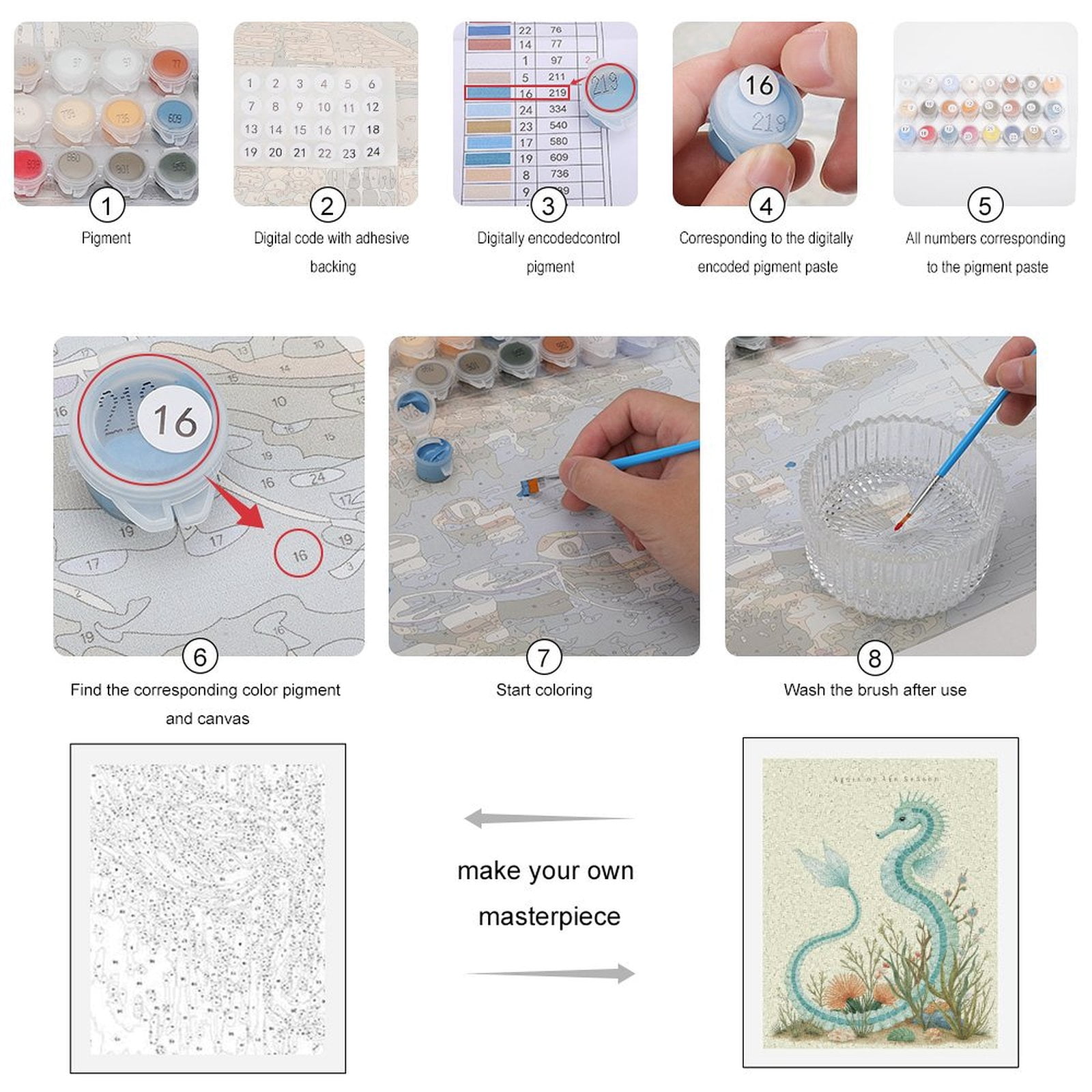Paint By Numbers Kit for Adults Beginner - DIY Seahorse Fantasy Ocean Scene Canvas Painting Kits for Adults, Frameless Paint By Number for Adults for Home Wall Decor 16x20 Inch