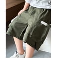 thumbnail image 2 of Kids Cargo Shorts Lightweight Boys Elastic Waist Shorts with Pockets Baggy Summer Shorts Boys Clothes 5-6 Years, 2 of 5