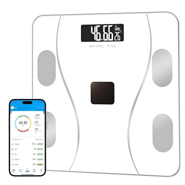 Báscula Digital con App para Monitoreo de Peso Blanco