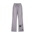 thumbnail image 4 of HAPIMO Capri Cotton Linen Pants for Women Floral Solid Elastic Waist Drawstring Trousers Leisure Relaxed Daily Retro Trendy Clothes Gray L, 4 of 5