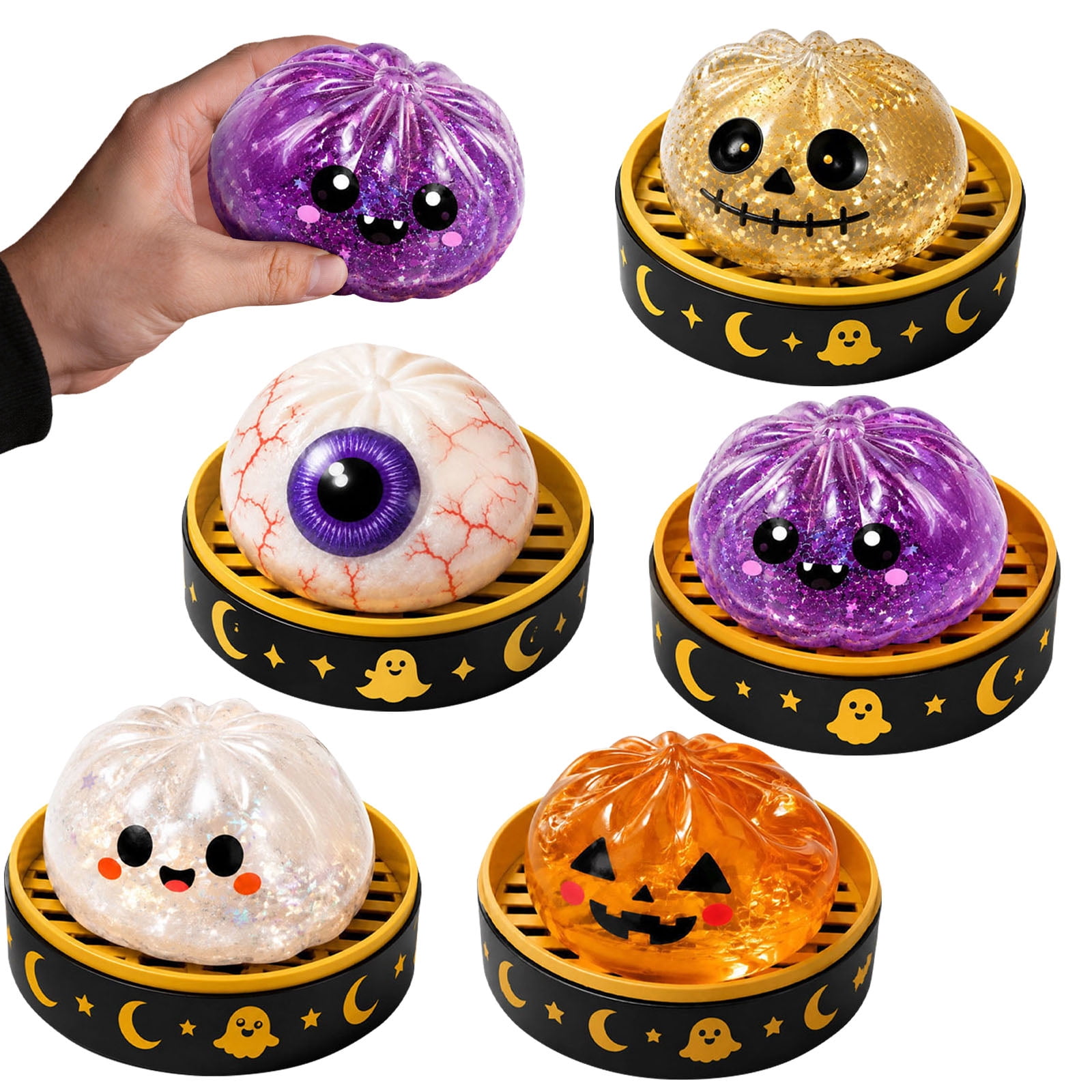 Halloween Dumpling Squishy, Soft Stretchy Halloween Ghost Dumpling Squeeze, Perfect Gift for Anxiety Relief