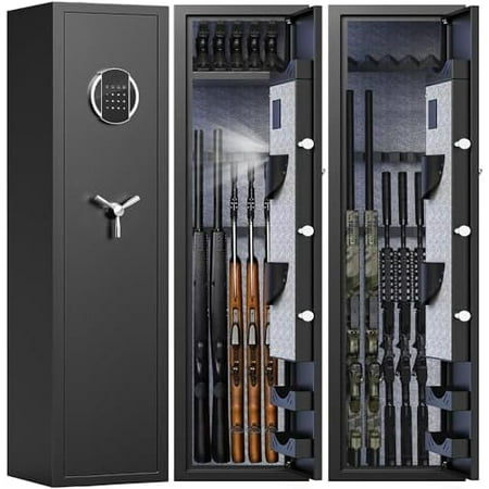 3-5 Gun Safe Rifle Gun Safe with LCD Screen Keypad and Silent Mode Gun Cabinets for Rifles and Shotguns with 3 Adjustable Gun Slots