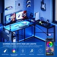 thumbnail image 6 of Huloretions L Shaped Computer Desk,Gaming Table Corner Desk 54 Inch PC Writing Desk Study Desks with Power Outlet & LED Strip,Reversible Modern Simple Study Table, 6 of 8