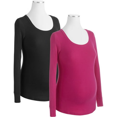 Faded Glory Maternity Long Sleeve Scoopneck Tee, 2-Pack