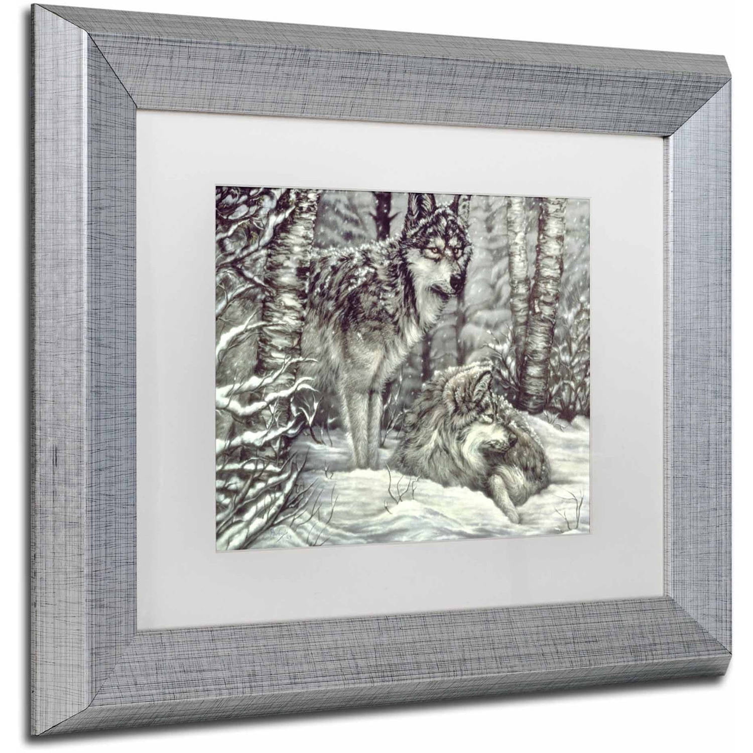 Trademark Fine Art 'Bedding Down' Canvas Art by Jenny Newland, White Matte, Silver Frame