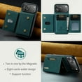 thumbnail image 5 of 2 In 1 Wallet Case Compatible with iPhone 17 Pro, Premium PU Leather Phone Case Back Cover Magnetic Detachable with Trifold Wallet Card Holder Pocket for iPhone 17 Pro, Green, 5 of 11
