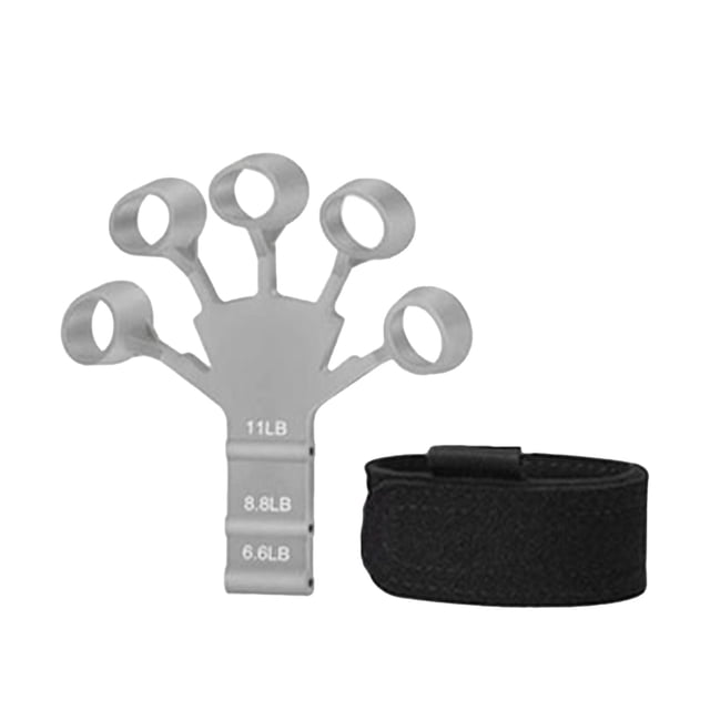 Finger Stretcher Silicone Hand Grip Strength Trainer Finger Flexion Extension Training Strengther Grey with Adjustable Strap