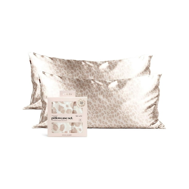 Funda de almohada kitsch de satén tamaño queen, 2 unidades, más suave que la seda