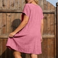 thumbnail image 5 of Puliio Mini Dresses for Women Summer Short Sleeve V Neck Textured Loose Casual Daily Wear Dress, 5 of 5
