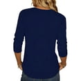 thumbnail image 4 of KDDYLITQ Womens Independence Day Freedom Tshirt Summer 250th Birthday Crew Neck Blouses Causal Usa Flag Liberty Tees National Flag Print Floral 3/4 Sleeve Tops Navy L, 4 of 4